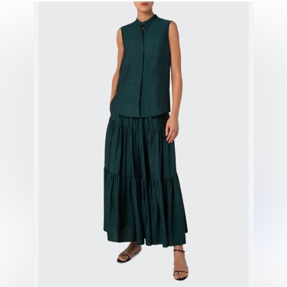 Akris Punto Linen Blend Ser Top and Tiered Skirt - Picture 2 of 13